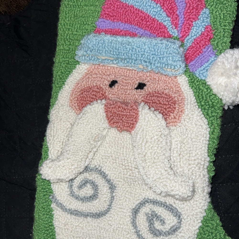 Santa Needlepoint Christmas Stocking Red 19"‎ Tmi Gifts Vintage Unique
